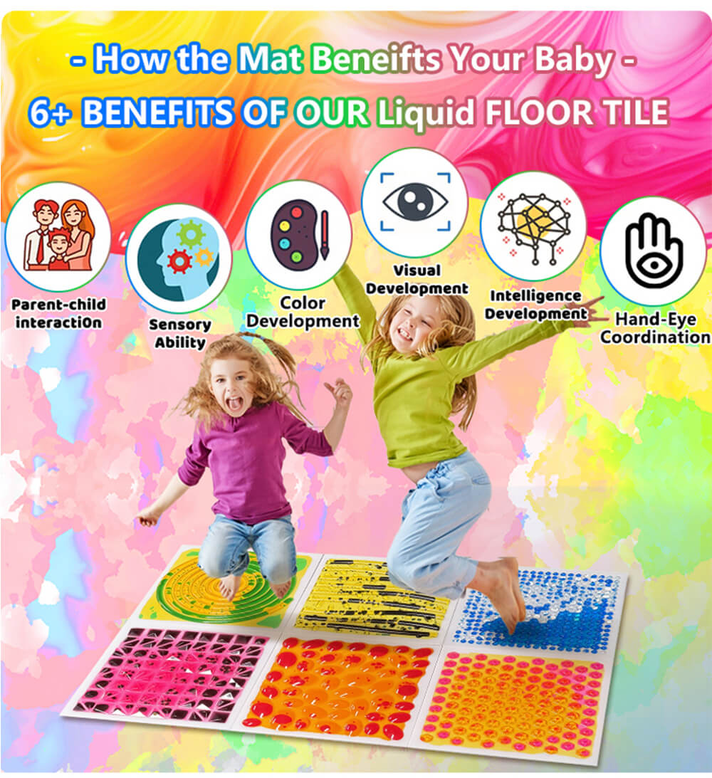 Sensory Floor Tiles for Toddlers - Tactile Development & Brain Building Play(6 IN 1 PACK)